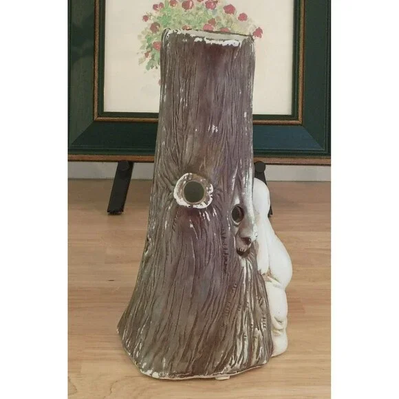 Vintage Ceramic Hand Painted Spooky Tree With Owl & Ghost Holding a Pumpkin Fig - Picture 6 of 15